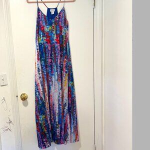 Nicole Miller New York Vibrant Tie-Dye Maxi Dress with POCKETS!. Size S
